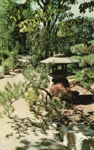 Vintage Postcard Botanical Garden Suwa Lantern In Japanese Garden St. Louis MO