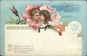 Gruss aus Wien Vienna Austria Fantasy Cute Fantasy Flower Kids c1905 PC