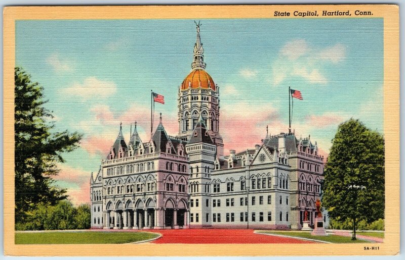 1935 Hartford, CT State Capitol Building Castle Gothic Architecture Gold PC A249