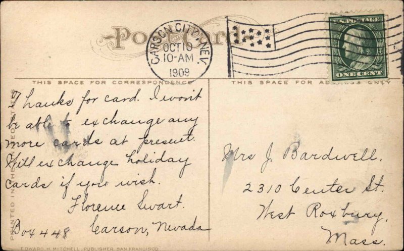 Carson City NV Shaw's Hot Springs Stagecoach c1910 Postcard