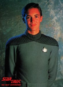 CONTINENTAL SIZE POSTCARD START TREK WIL WHEATON AS WESLEY CRUSHER