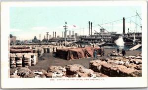 Bales of Cotton on the Levee, New Orleans LA Undivided Back Vintage Postcard J19