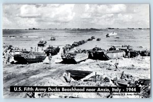 Anzio Italy Postcard US Fifth Army Ducks Beachhead Military Soldier 1944 WWII