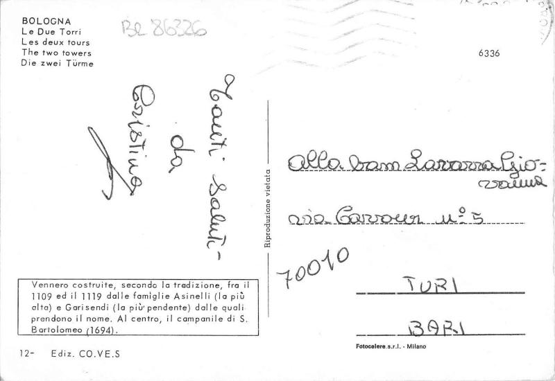 BR86326 bologna le due torri italy