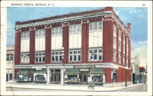 Batavia New York NY Masonic Temple Fraternity c1930s-40s Postcard