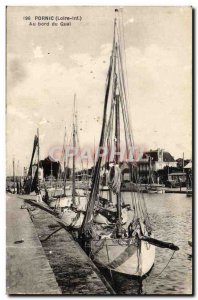 Old Postcard Boat fishing Pornic At quayside