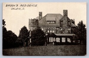 J97/ Salem Ohio Postcard c1910 Brook's Residence Home  453