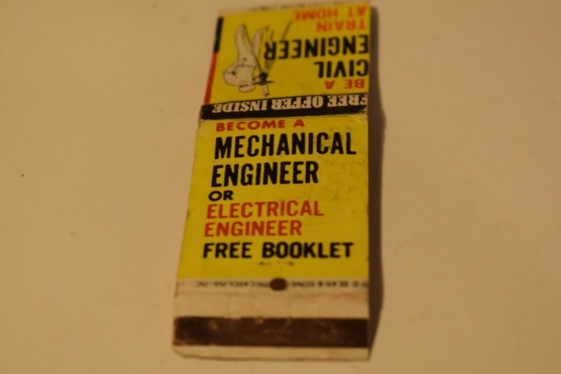 Be A Civil Engineer Train at Home Advertising 20 Strike Matchbook Cover