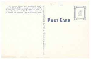 Elephant Butte Lake NM Vintage Postcard Rio Grande Dam Boats Beach Scene