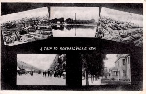 Kendallvile, Indiana - A view of the City in 4 different Places - c1920