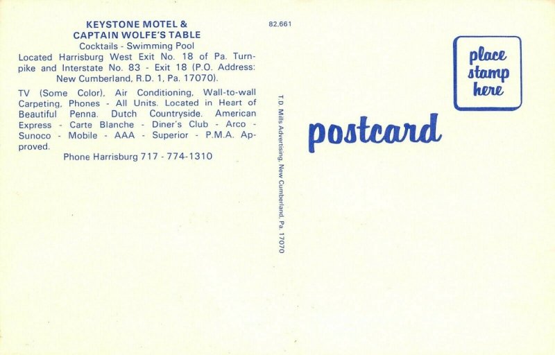 Harrisburg PA~Keystone Motel~Captain Wolfe's Table~Bar Interior~1970s Cars~PC