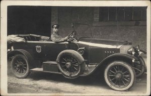 WWI German Military Officer Gov't Car w/ Eagle Emblem MERCEDES RPPC c1915