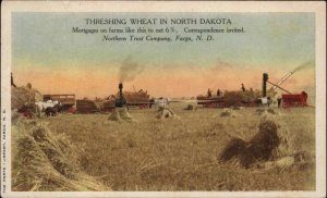 Fargo ND Threshing Wheat Farming Agriculture Bank Ad Advertising Vintage PC