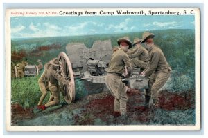 Getting Ready For Action, Greetings From Camp Wadsworth Spartanburg SC Postcard