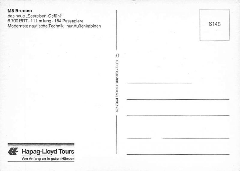 M.S. Bremen M.S. Bremen, Norddeutscher LLoyd View image 