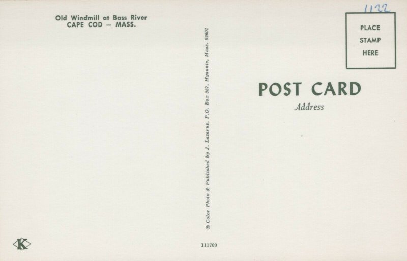 USA Old Windmill Bass River Cape Cod Massachusetts Chrome Postcard 04.03