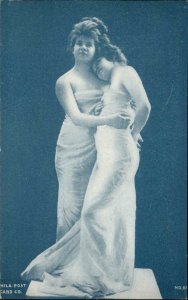 Beautiful Women Embrace in Studio #65 Phila Post Card Co Postcard