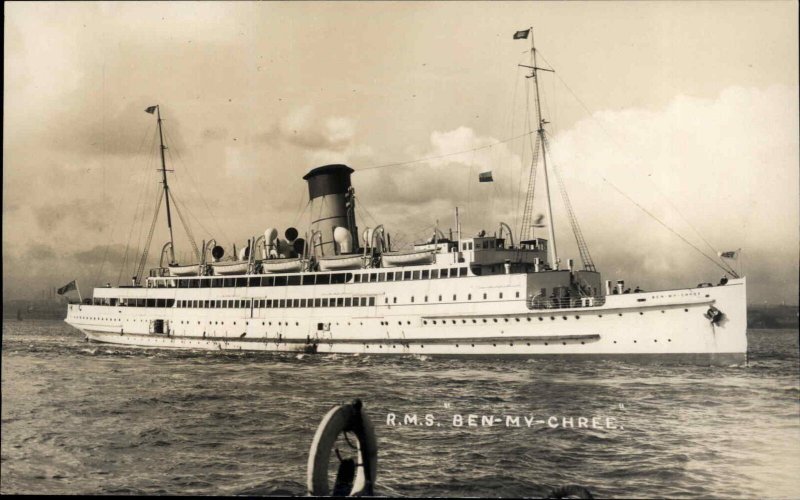 Steamer Steamship Cruise Ship RMS Ben-Mv-Chree Real Photo Vintage Postcard