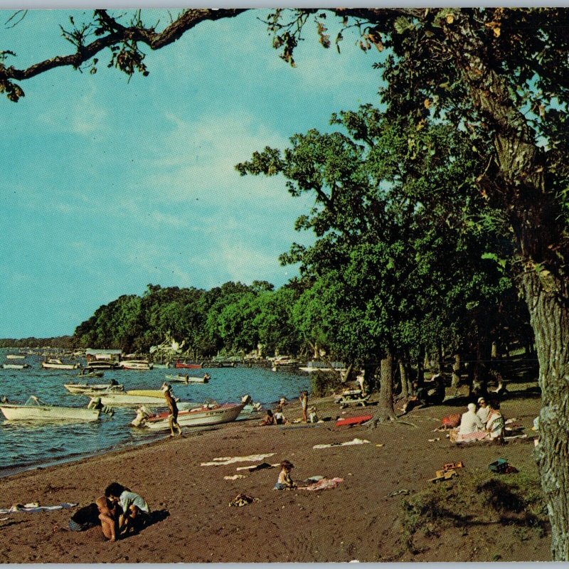 1964 Clear Lake, IA Swimming Beach State Park Boat Family Picnic by LL Cook A195