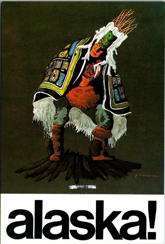 VINTAGE CONTINENTAL SIZE POSTCARD THE CHILKAT DANCER OF ALASKA