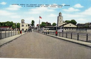 VTG 1930s International Bridge US Customs House Laredo Texas TX Linen Postcard