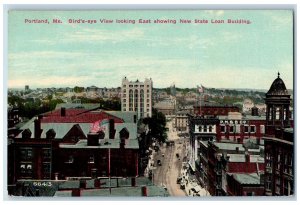 c1910's Birds Eye View Looking East State Loan Building Portland Maine Postcard