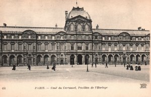 Vintage Postcard 1910's Cour du Carrousel Pavilion de l'Horloge Paris France