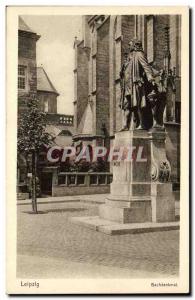 Germany Leipzig Old Postcard Bachdenkmal (Bach statue)