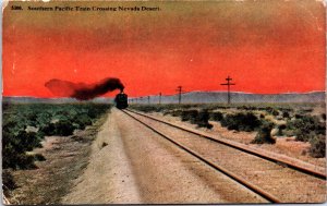 USA Southern Pacific Train Crossing Nevada Desert Postcard 09.81