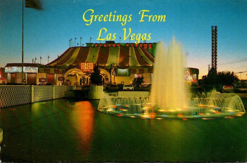 Nevada Las Vegas Greetings Showing Circus Circus At Dusk