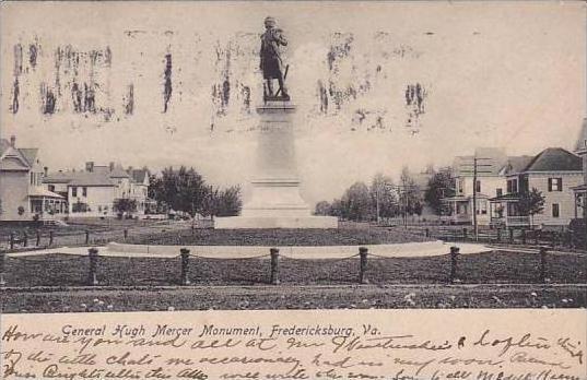 Virginia Fredericksburg General Hugh Mercer Monument 1908