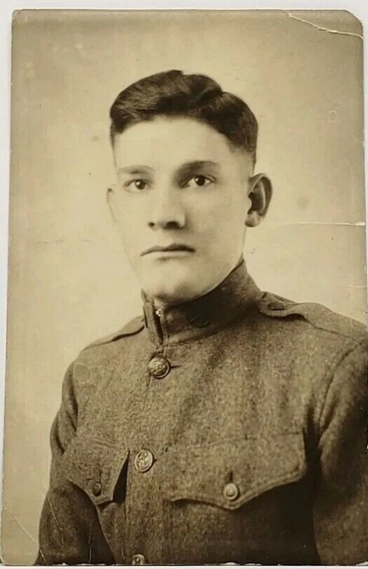 Soldier WW1 Id'd Truzowski University of Idaho Football Player Postcard I3