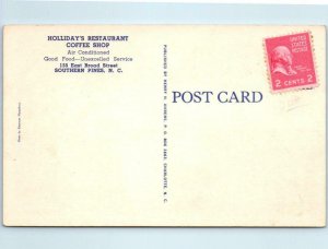 SOUTHERN PINES, North Carolina NC~ Roadside HOLLIDAY'S RESTAURANT 1940s Postcard