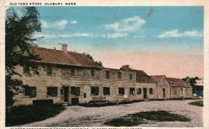 Vintage Postcard 1925 Old Fort Store America's First Goodrich Tires Duxbury Mass