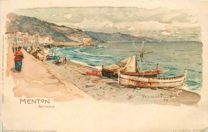 Postcard France Menton Beach C-1905 Manuel Lili Palnett undivided 23-10695