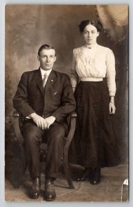 RPPC Handsome Gentleman Pretty Woman Couple Calrence & Ella c1910 Postcard D22