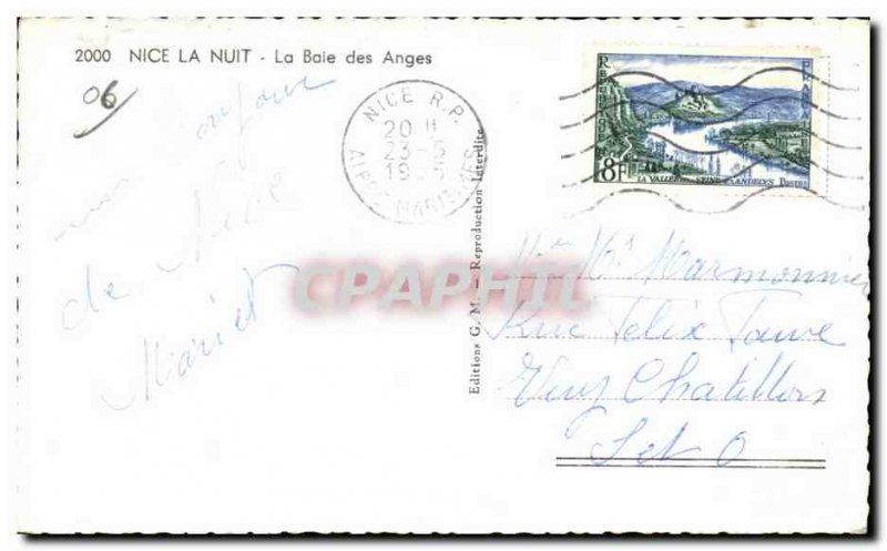 Old Postcard Nice Night La Baie Des Anges