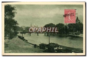 Old Postcard Paris Louvre Boat Quays Peniche