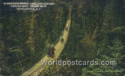 Suspension Bridge, Capilano Canyon Vancouver British Columbia, Canada Unused 