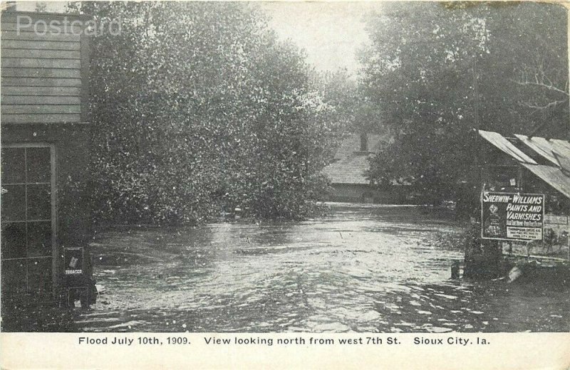 IA, Sioux City, Iowa, Flood Scene, July 10th 1909, Sherman Williams Sign