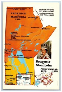 Manitoba Canada Postcard Province of Manitoba Map c1950's Vintage Unposted