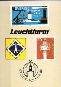 POSTCARD. SWEDEN. Advertising card. Leuchtturm. Stockholmia 86.