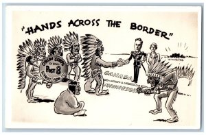 Hand Across The Border Postcard RPPC Photo Schmidt Brewery Beer Advertising