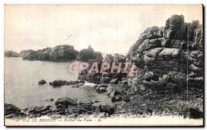Old Postcard Island Brehat Rock Peacock