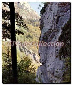 Modern Postcard On A Road Of Vertigo Alps