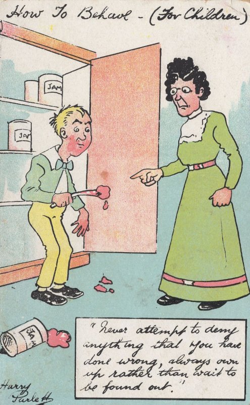 Jam In Cupboard How To Behave Harry Parlett Comic Postcard