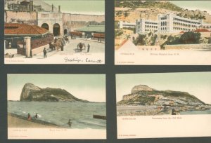 GIBRALTAR-MILITARY HOSPITAL-MARKET-OLD MULE~1900s LOT OF  4 TINT PHOTO POSTCARDS