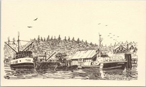 Bamfield BC Harbour 'Lady Rose' Fishing Boat Anne S. Artist Unused Postcard H30