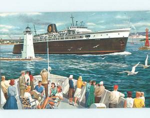 1950's Mid Century Modern FERRY BOAT Milwaukee & Manitowoc Kewaunee WI hn3421@