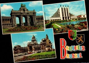 VINTAGE CONTINENTAL SIZE POSTCARD MULTIPLE IMAGES OF BRUSSELS BELGIUM